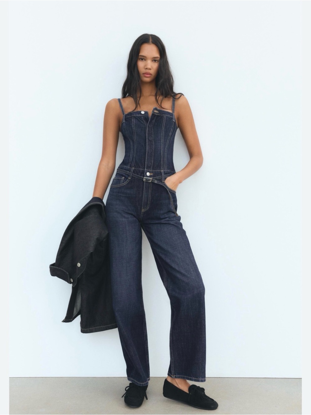 Zara Dark Blue Denim Jumpsuit - Picture 2 of 15